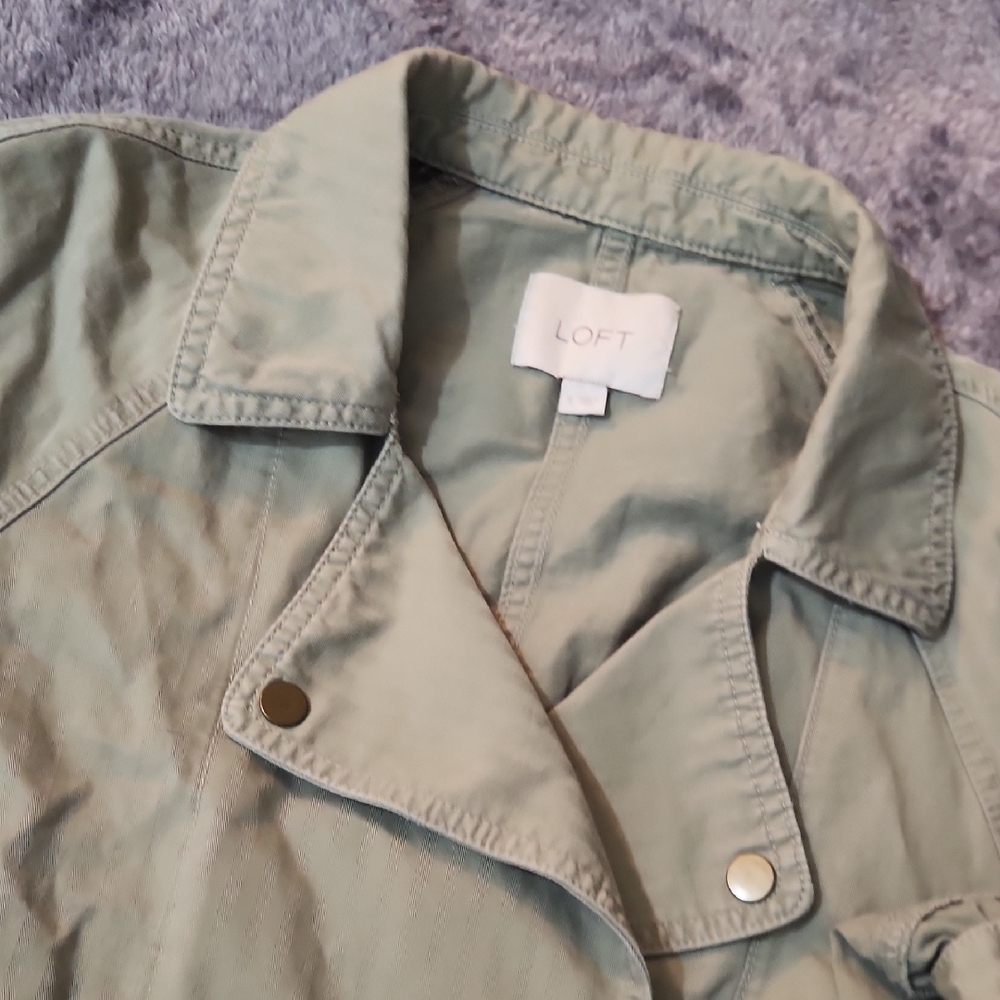 LOFT Sage Green Utility Jacket with Snap Pockets - Picture 3 of 7